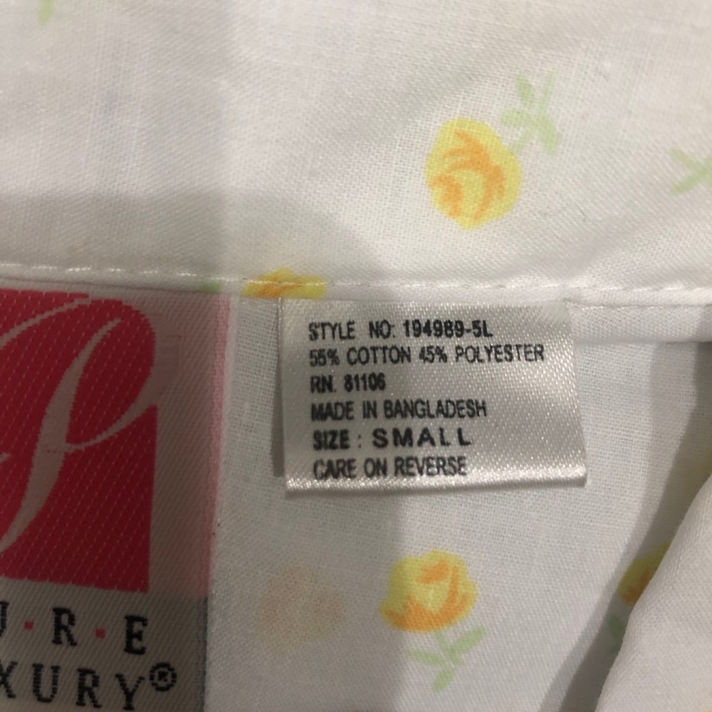 Vtg Pure Luxury White & Yellow Pajama Set Sz S - Picture 5 of 8